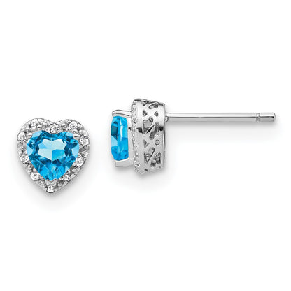 Sterling Silber Ohrringe mit blauem Topas und echten Diamanten