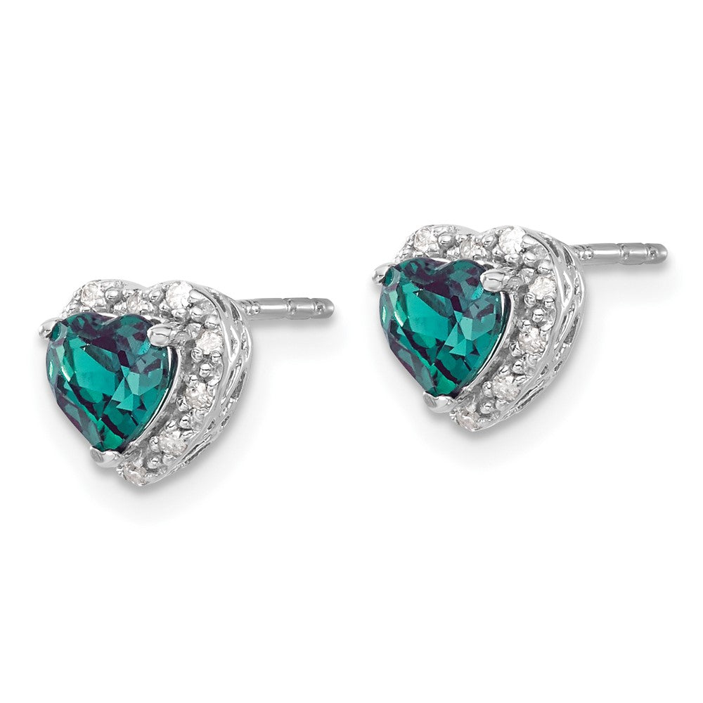 Sterling-Silber-Ohrringe mit synthetischem Alexandrit und echten Diamanten