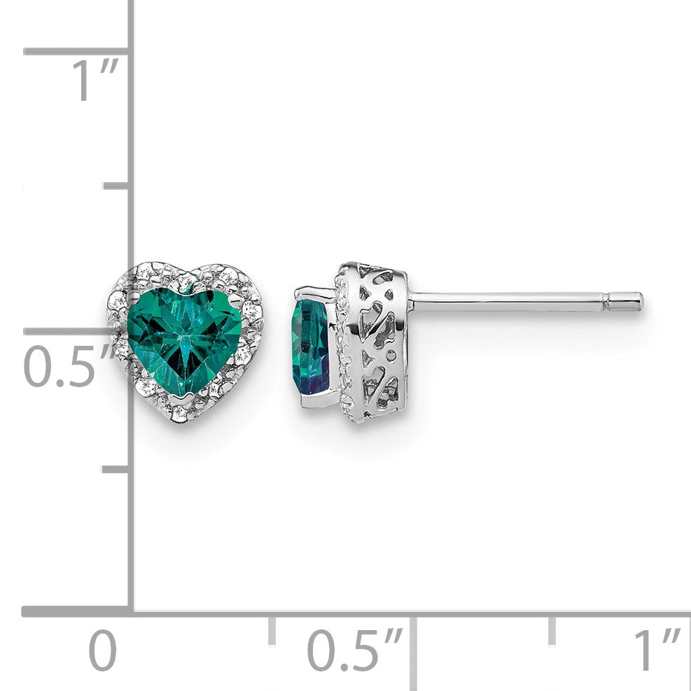 Sterling-Silber-Ohrringe mit synthetischem Alexandrit und echten Diamanten
