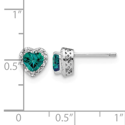 Sterling-Silber-Ohrringe mit synthetischem Alexandrit und echten Diamanten