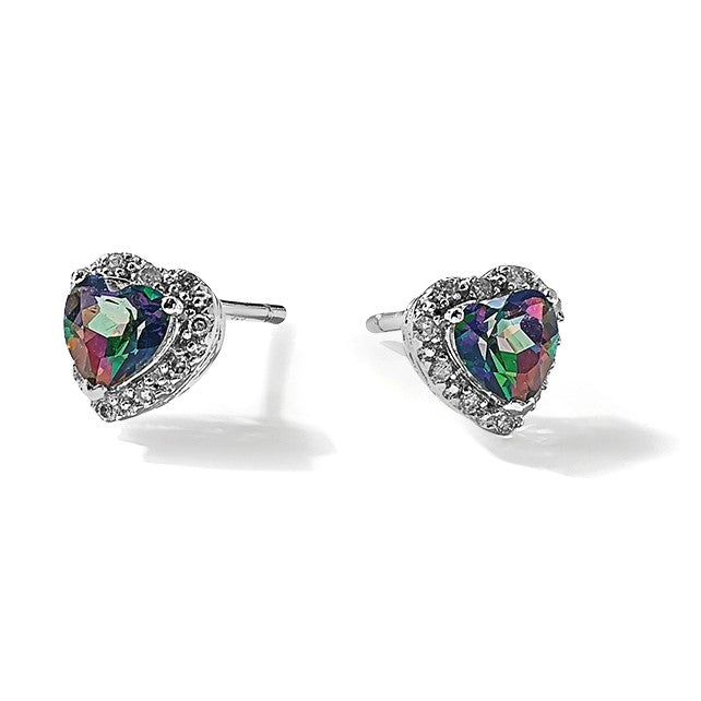 Sterling-Silber-Ohrringe mit synthetischem Alexandrit und echten Diamanten