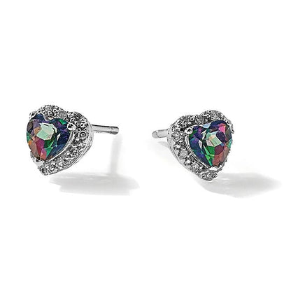 Sterling-Silber-Ohrringe mit synthetischem Alexandrit und echten Diamanten
