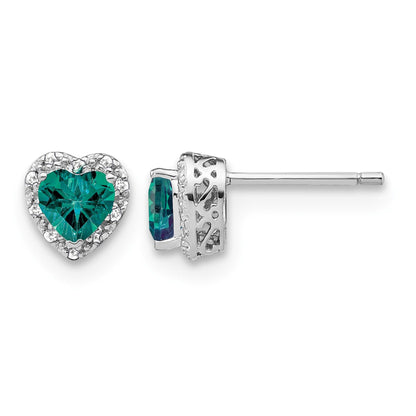 Sterling-Silber-Ohrringe mit synthetischem Alexandrit und echten Diamanten
