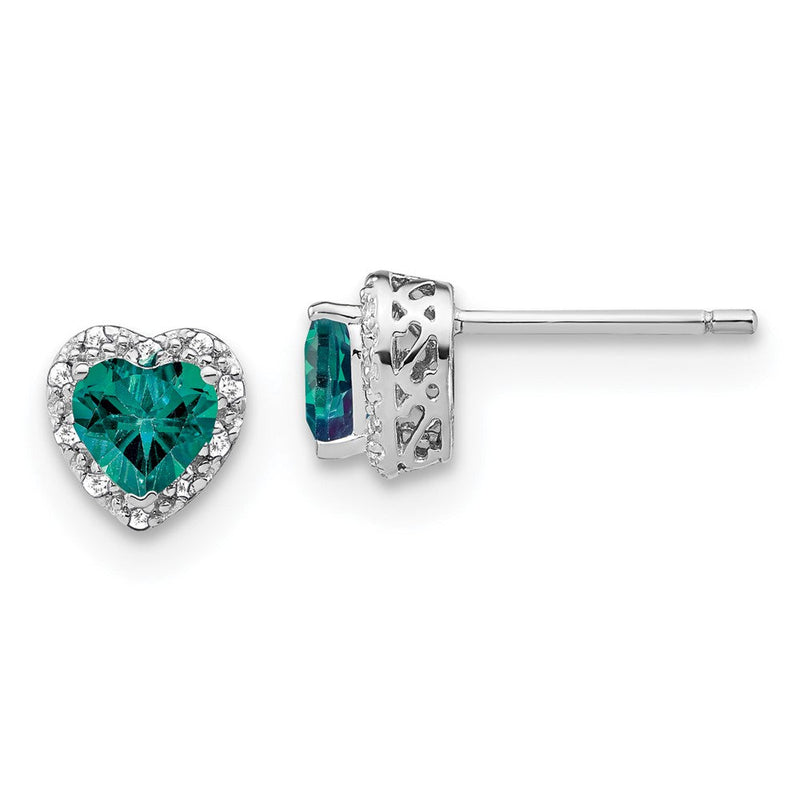 Sterling-Silber-Ohrringe mit synthetischem Alexandrit und echten Diamanten