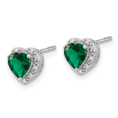 Sterling Silber Ohrringe mit synthetischem Smaragd und echtem Diamant