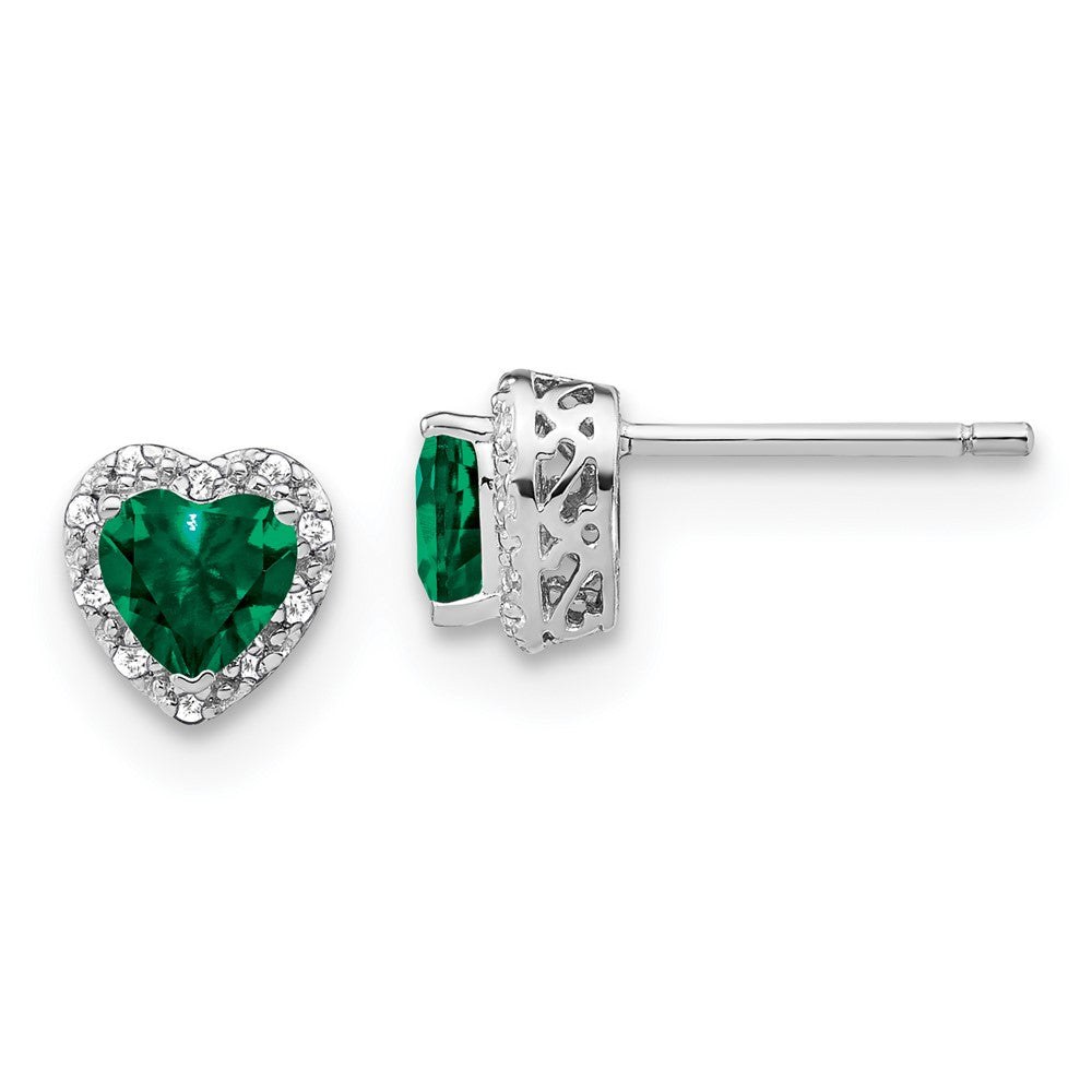 Sterling Silber Ohrringe mit synthetischem Smaragd und echtem Diamant