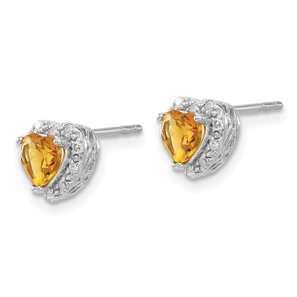 Sterling-Silber-Ohrringe mit Citrin und echten Diamanten