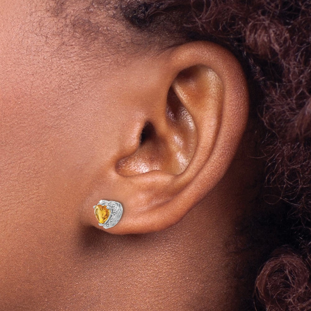 Sterling-Silber-Ohrringe mit Citrin und echten Diamanten