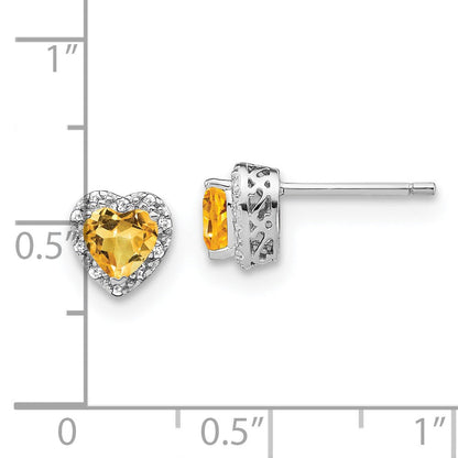 Sterling-Silber-Ohrringe mit Citrin und echten Diamanten