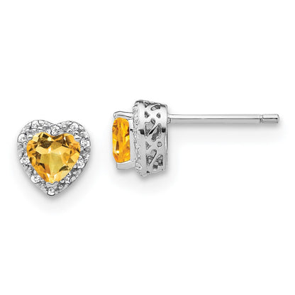 Sterling-Silber-Ohrringe mit Citrin und echten Diamanten
