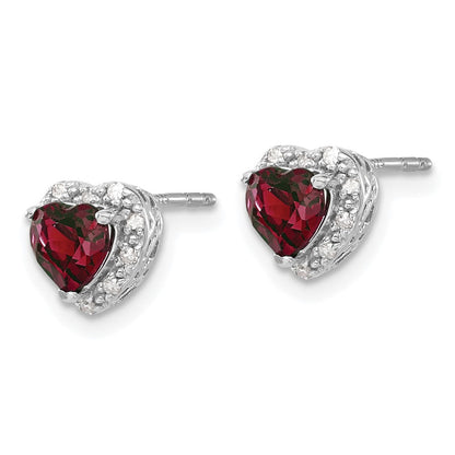 Ohrringe aus Sterlingsilber mit synthetischem Rubin und echtem Diamant