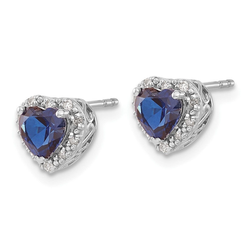 Sterling-Silber-Ohrringe mit synthetischem Saphir und echtem Diamant
