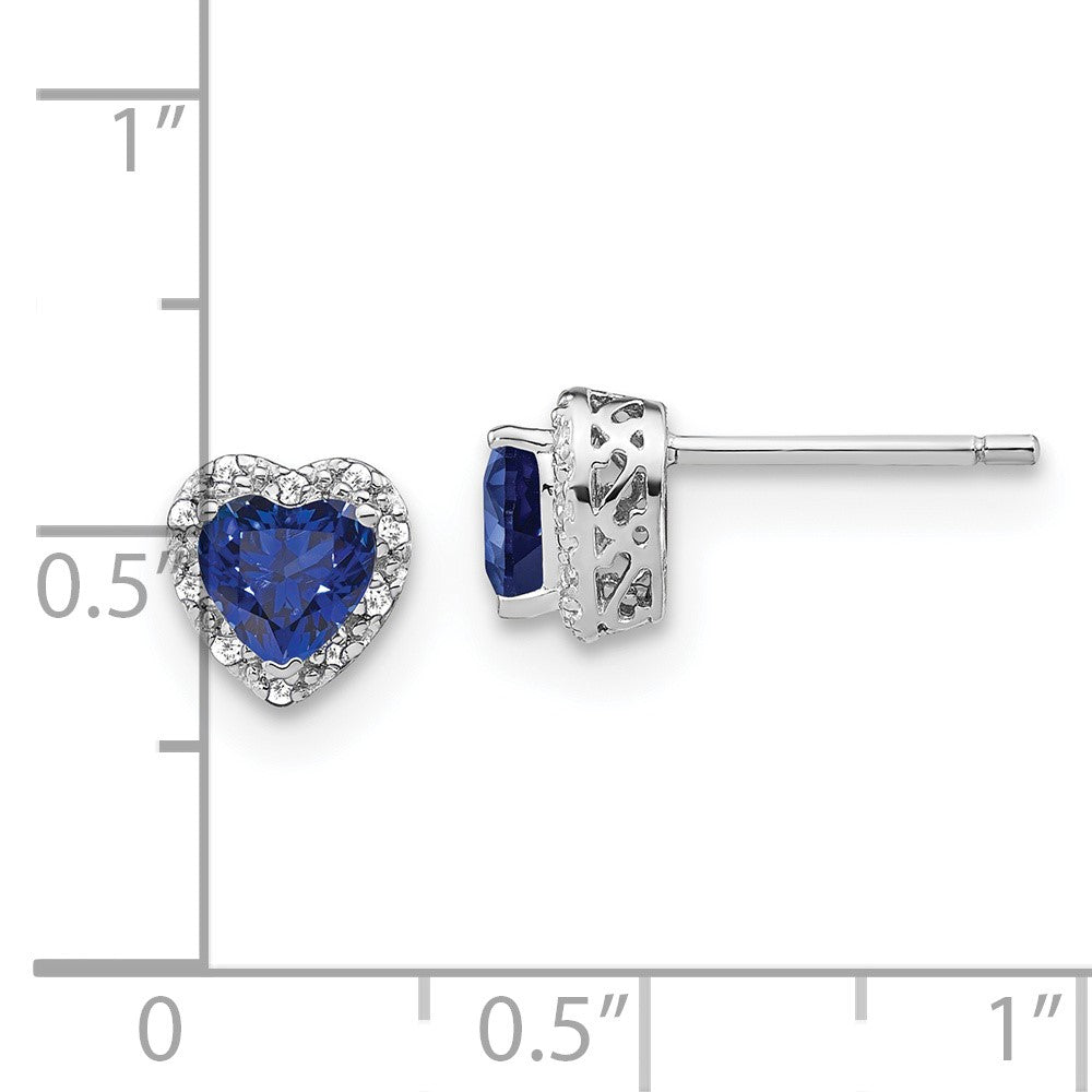 Sterling-Silber-Ohrringe mit synthetischem Saphir und echtem Diamant