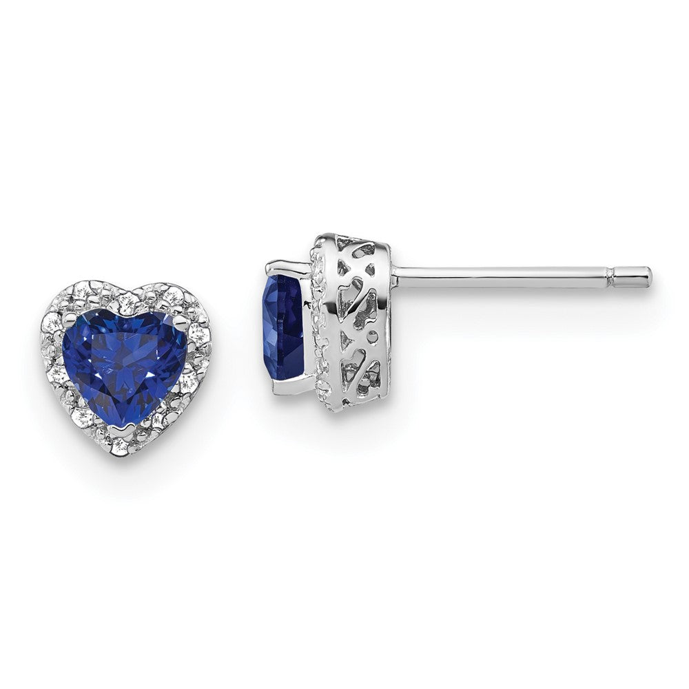 Sterling-Silber-Ohrringe mit synthetischem Saphir und echtem Diamant