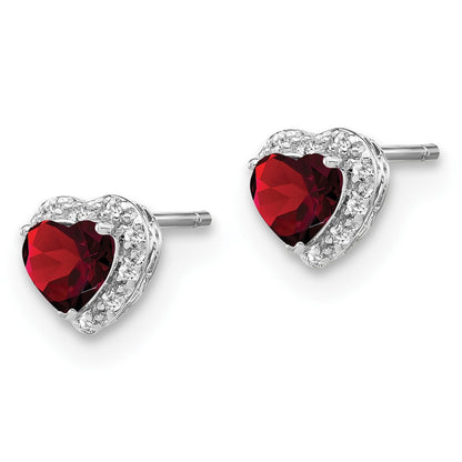 Sterling-Silber-Ohrringe mit Granat und echten Diamanten