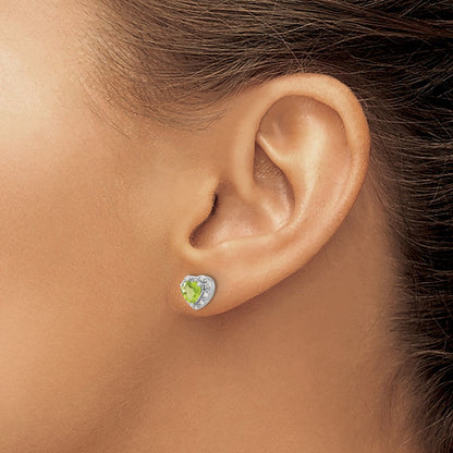 Sterling-Silber-Ohrringe mit Peridot und echten Diamanten