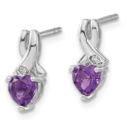 Ohrringe mit Amethyst und echten Diamanten aus Sterling-Silber