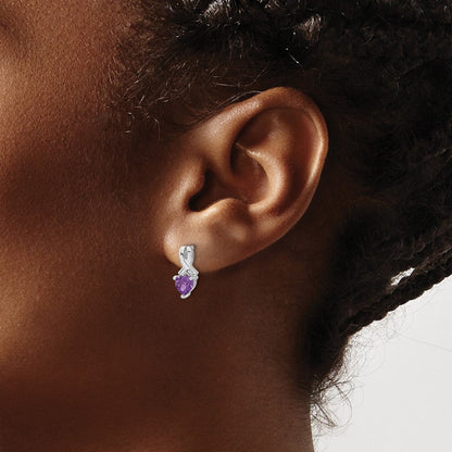 Ohrringe mit Amethyst und echten Diamanten aus Sterling-Silber