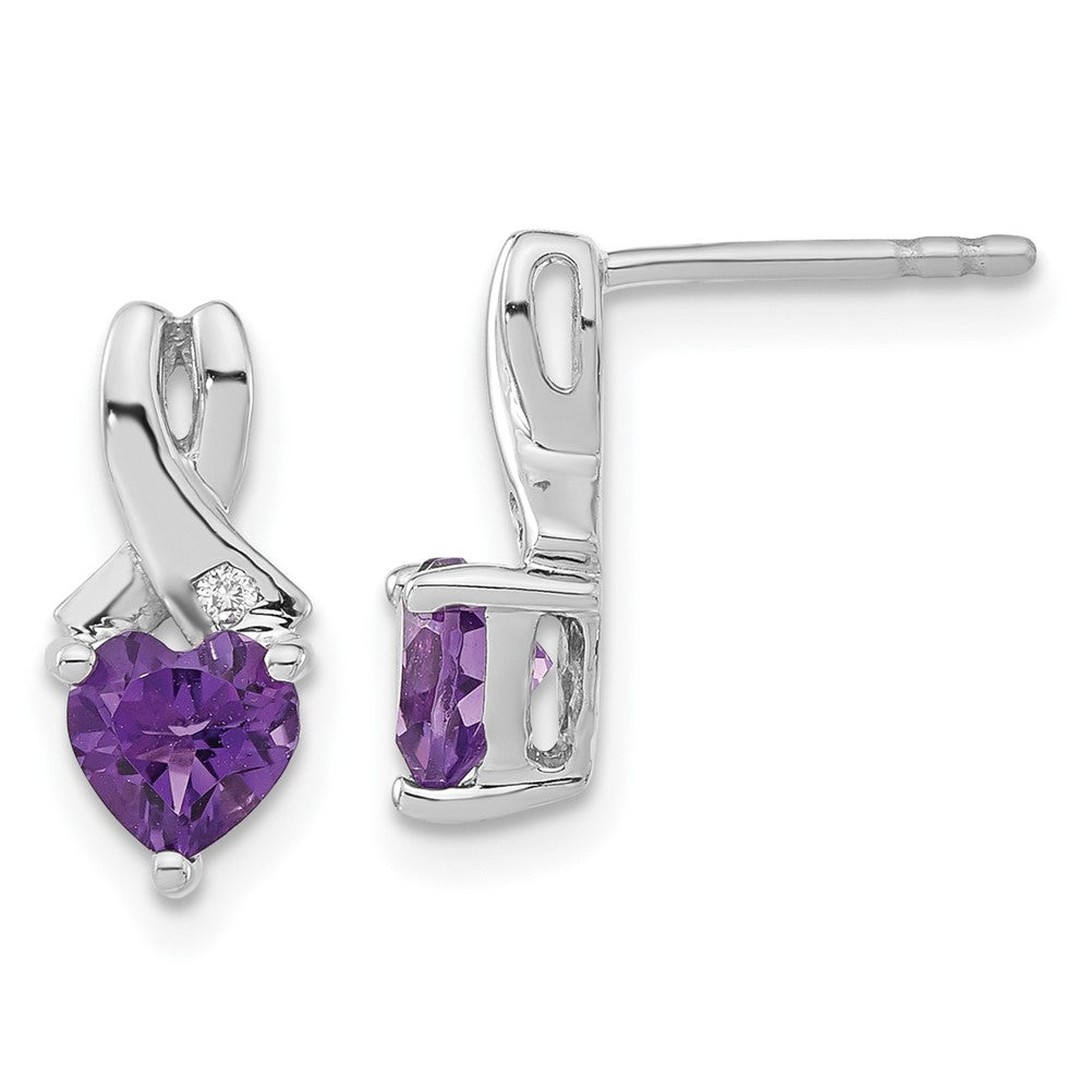 Ohrringe mit Amethyst und echten Diamanten aus Sterling-Silber