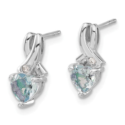 Sterling Silber Aquamarin- und Echt-Diamant-Ohrringe
