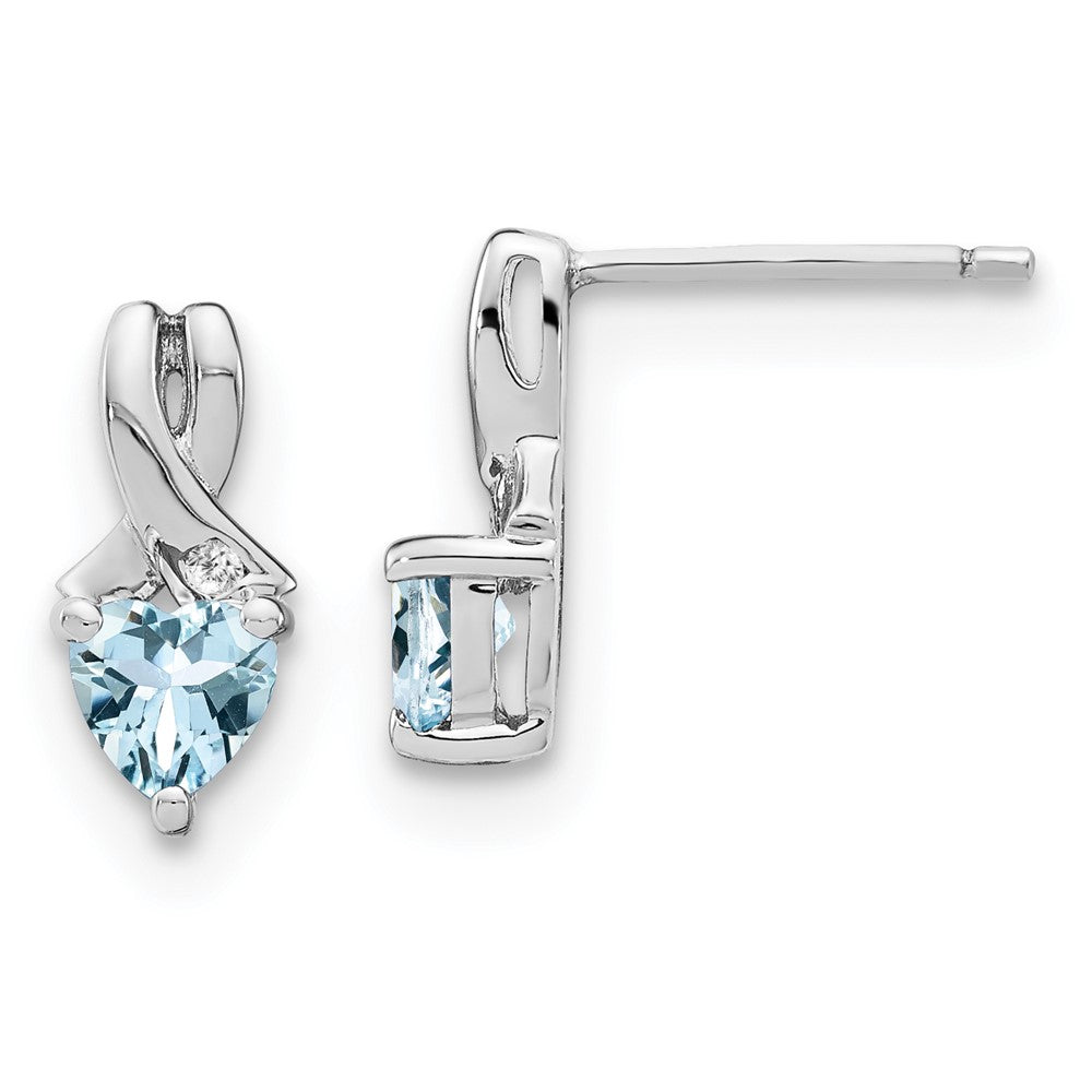 Sterling Silber Aquamarin- und Echt-Diamant-Ohrringe