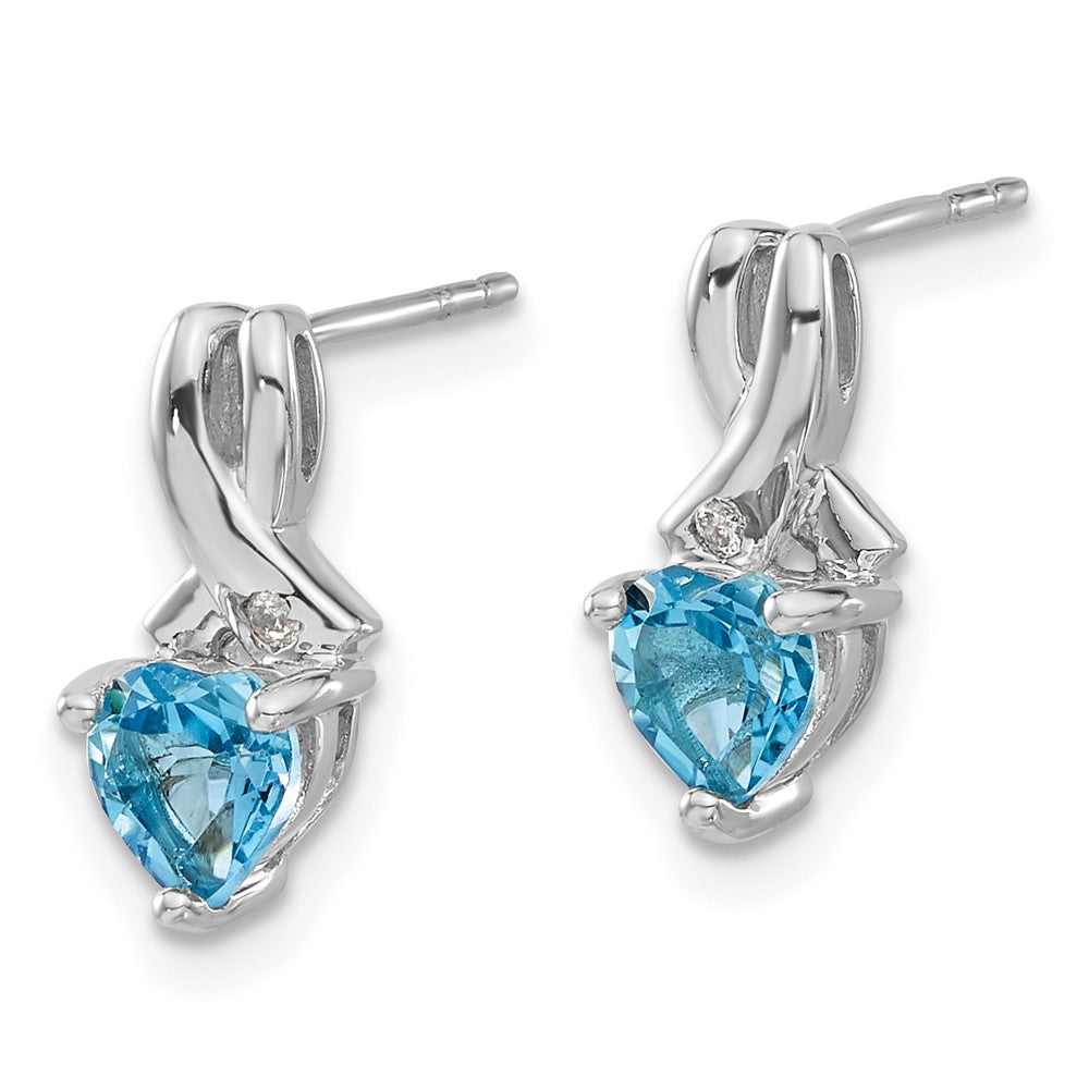 Ohrringe aus Sterling-Silber mit Blautopas und echtem Diamant
