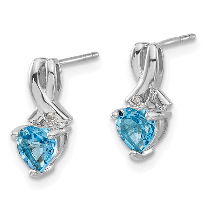 Ohrringe aus Sterling-Silber mit Blautopas und echtem Diamant