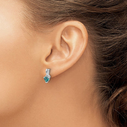 Ohrringe aus Sterling-Silber mit Blautopas und echtem Diamant