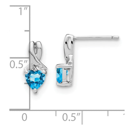 Ohrringe aus Sterling-Silber mit Blautopas und echtem Diamant
