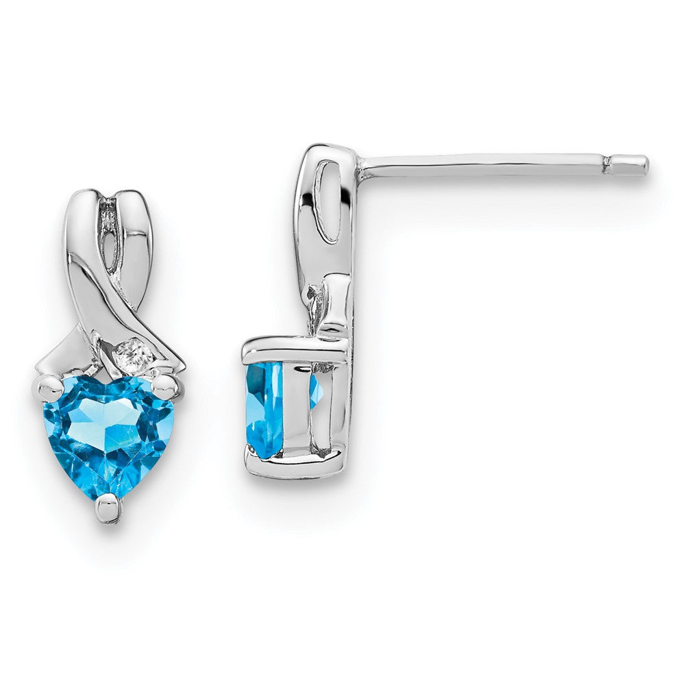Ohrringe aus Sterling-Silber mit Blautopas und echtem Diamant