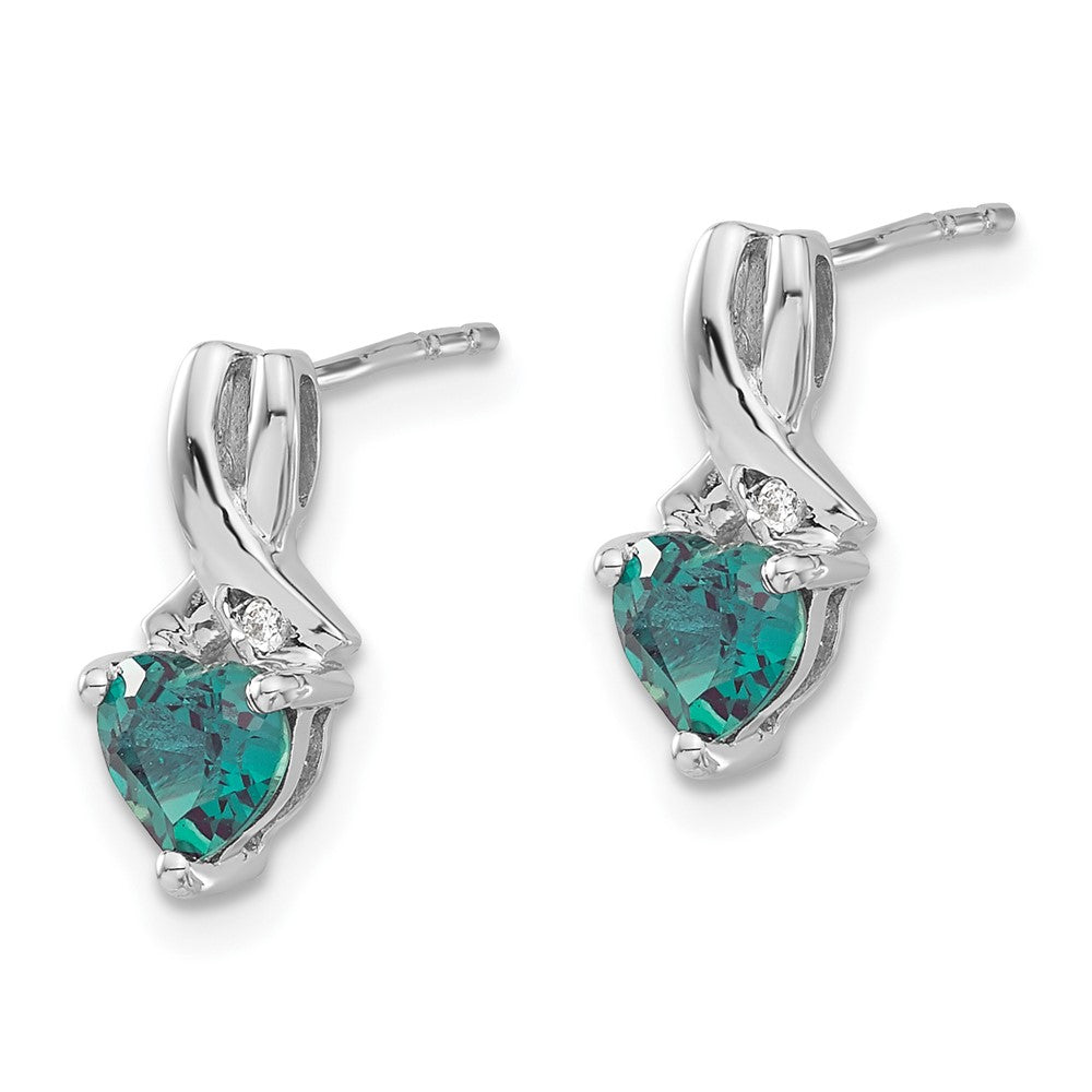Ohrringe aus Sterling-Silber mit synthetischem Alexandrit und echtem Diamant