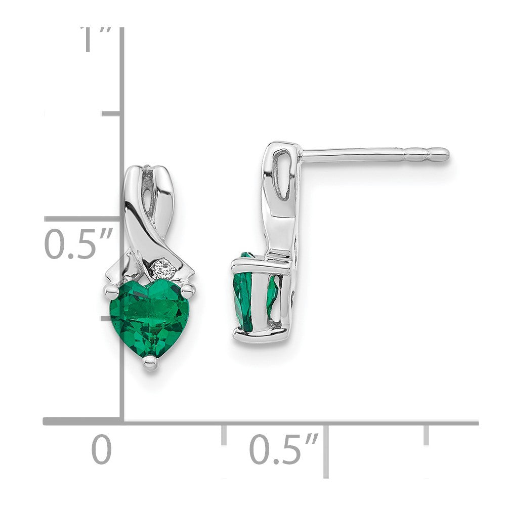 Sterling-Silber-Ohrringe mit synthetischem Smaragd und echten Diamanten