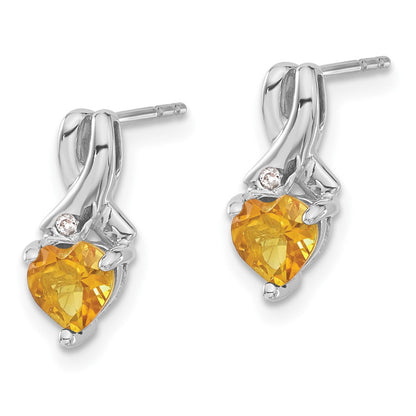 Ohrringe aus Sterling-Silber mit Citrin und echten Diamanten