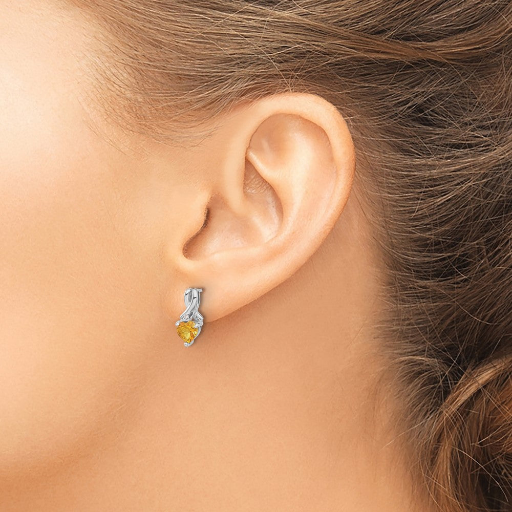 Ohrringe aus Sterling-Silber mit Citrin und echten Diamanten