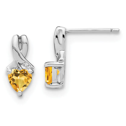 Ohrringe aus Sterling-Silber mit Citrin und echten Diamanten