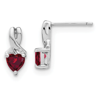Ohrringe aus Sterlingsilber mit Zucht-Rubin und echten Diamanten
