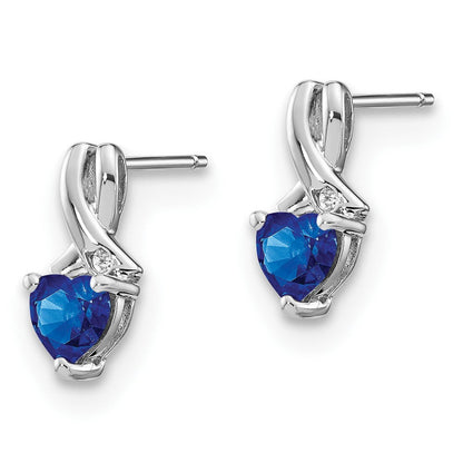 Ohrringe aus Sterlingsilber mit synthetischem Saphir und echtem Diamant