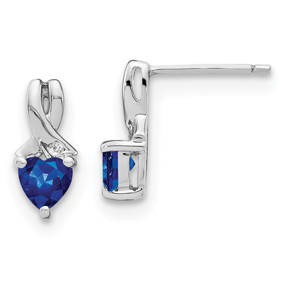 Ohrringe aus Sterlingsilber mit synthetischem Saphir und echtem Diamant