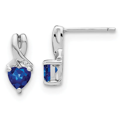 Ohrringe aus Sterlingsilber mit synthetischem Saphir und echtem Diamant