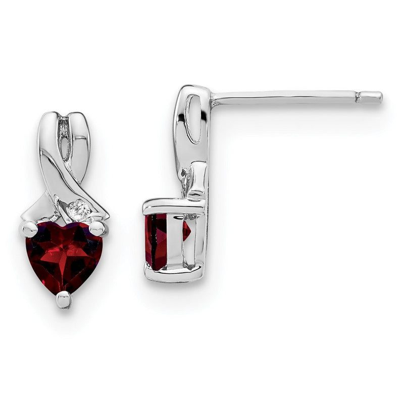 Sterling-Silber-Ohrringe mit Granat und echten Diamanten