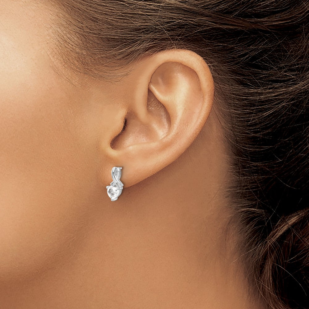 Sterling Silber Ohrringe mit weißem Topas und echten Diamanten