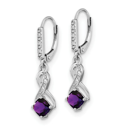 Sterling-Silber-Ohrringe mit Amethyst und echten Diamanten