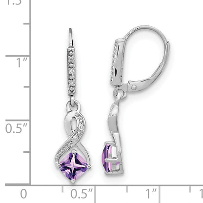 Sterling-Silber-Ohrringe mit Amethyst und echten Diamanten