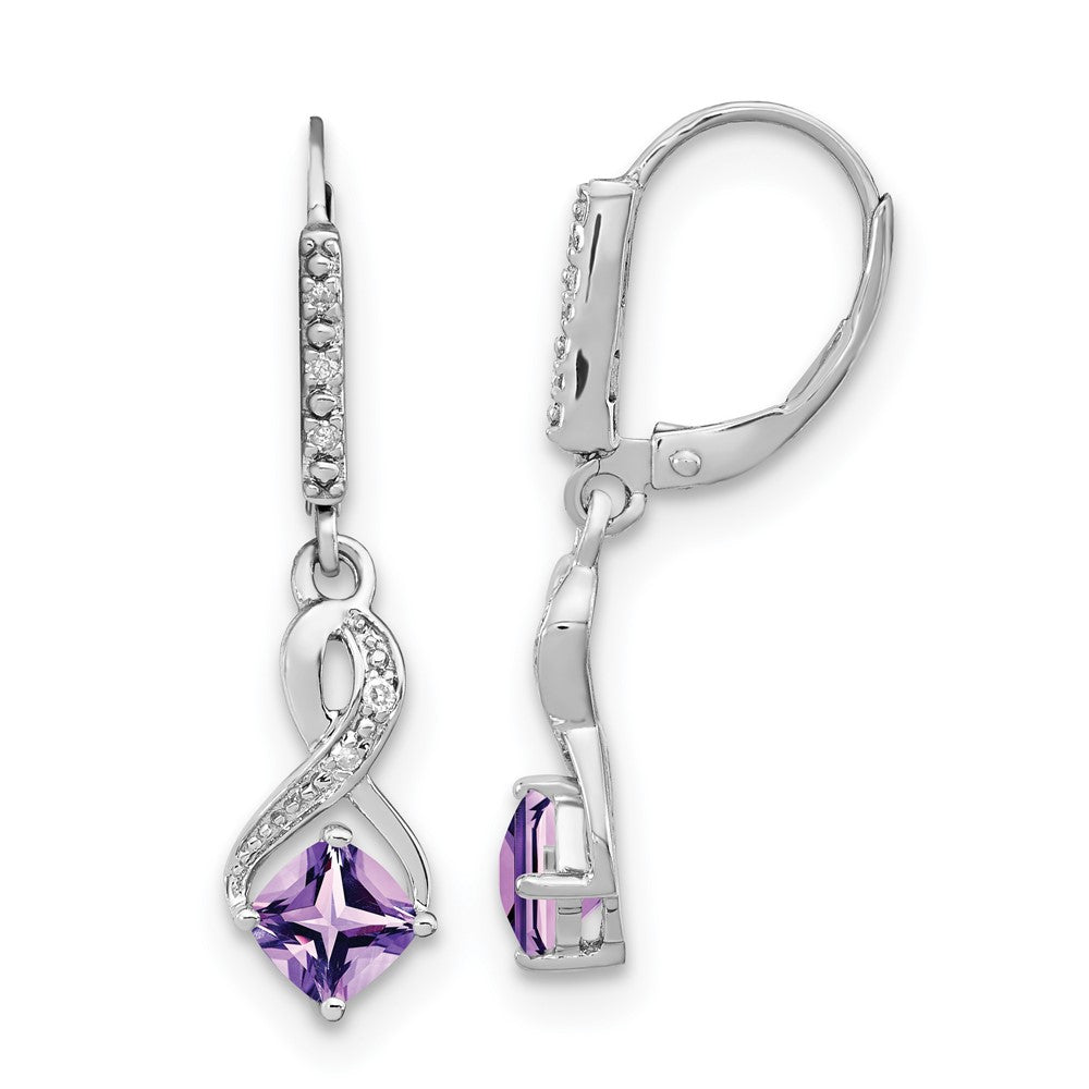 Sterling-Silber-Ohrringe mit Amethyst und echten Diamanten