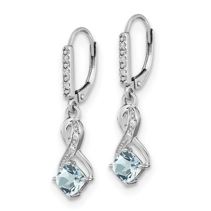 Sterling-Silber Ohrringe mit Aquamarin und echten Diamanten