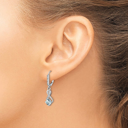 Sterling-Silber Ohrringe mit Aquamarin und echten Diamanten
