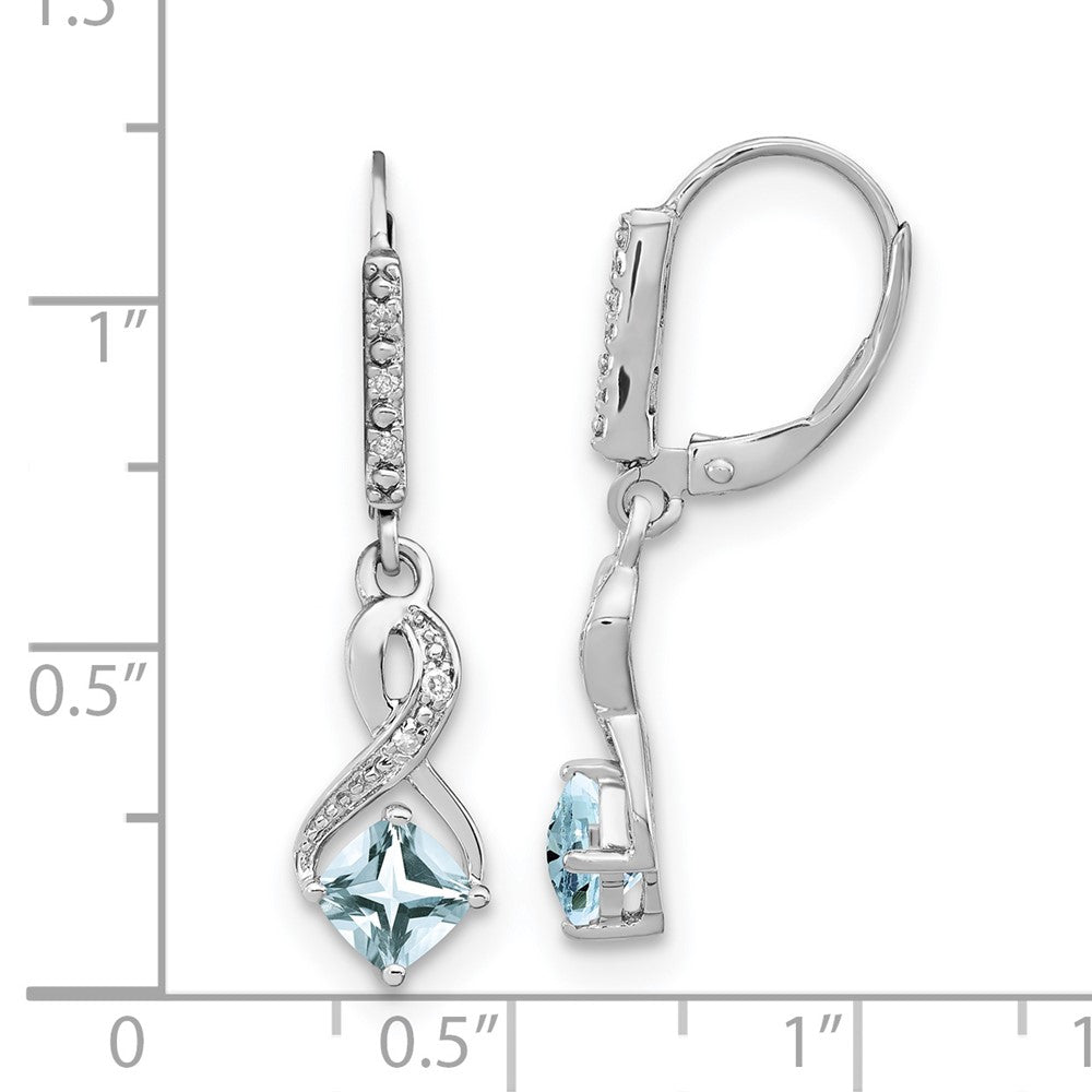 Sterling-Silber Ohrringe mit Aquamarin und echten Diamanten