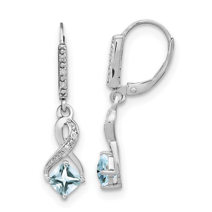 Sterling-Silber Ohrringe mit Aquamarin und echten Diamanten
