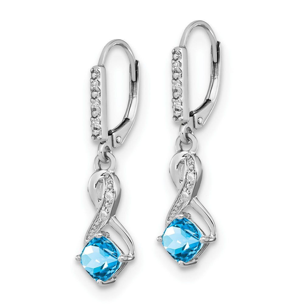 Sterling Silber Ohrringe mit Blautopas und echten Diamanten