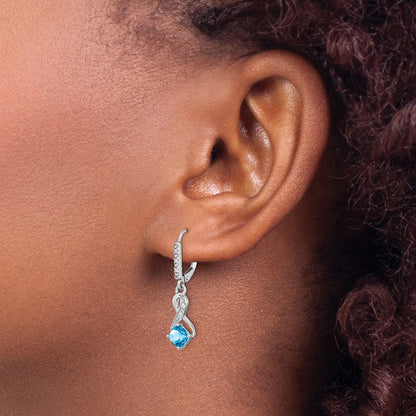 Sterling Silber Ohrringe mit Blautopas und echten Diamanten